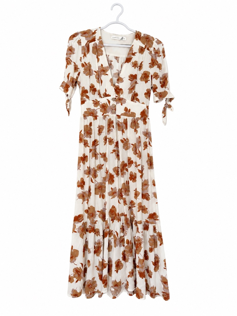 Altar'd State Cream Maxi Dress with Rust Floral Print